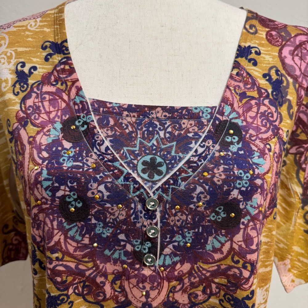 Appropriate Behavior Embellished Multicolor Women's Top Size L - Picture 3 of 7